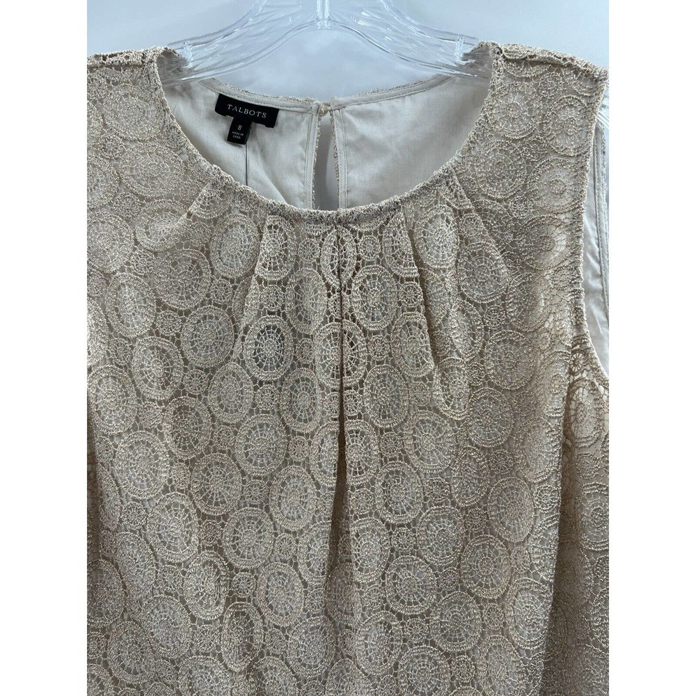 Talbots Women’s Sleeveless Lined Gold Lame’ Blouse Size 8 New With Tags​ - Picture 3 of 10